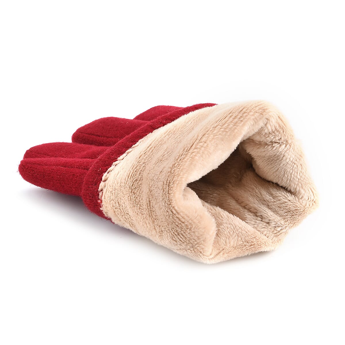 Doorbuster Tamsy Wine Cashmere Wool Gloves with 2 Fingers Screen Touch image number 6