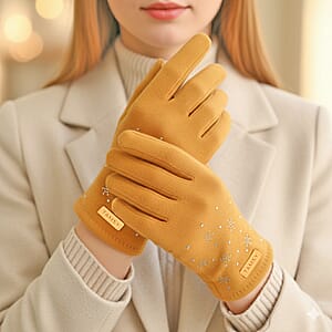Doorbuster Tamsy Ginger Cashmere Wool Gloves with 2 Fingers Screen Touch