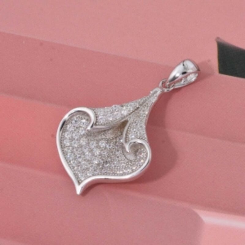 Simulated Diamond Pendant in Rhodium Over Sterling Silver