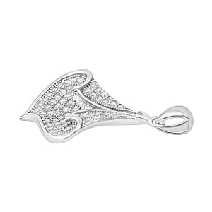 Simulated Diamond Pendant in Rhodium Over Sterling Silver