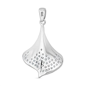 Simulated Diamond Pendant in Rhodium Over Sterling Silver