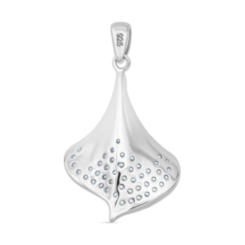 Simulated Diamond Pendant in Rhodium Over Sterling Silver
