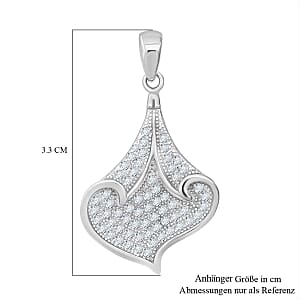 Simulated Diamond Pendant in Rhodium Over Sterling Silver
