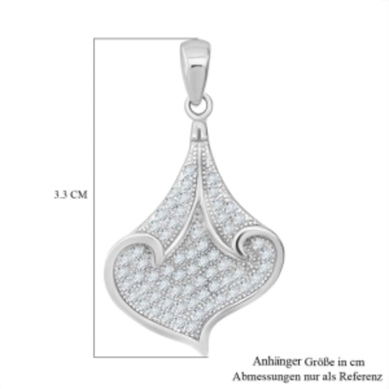 Simulated Diamond Pendant in Rhodium Over Sterling Silver