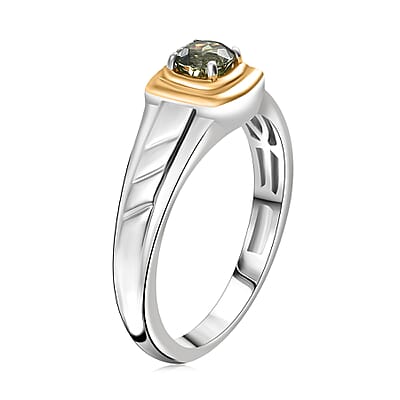 D'Joy Premium Ambanja Demantoid Garnet 0.60 ctw Mens Ring in 18K Vermeil YG and Rhodium Over Sterling Silver (Size  10.0)