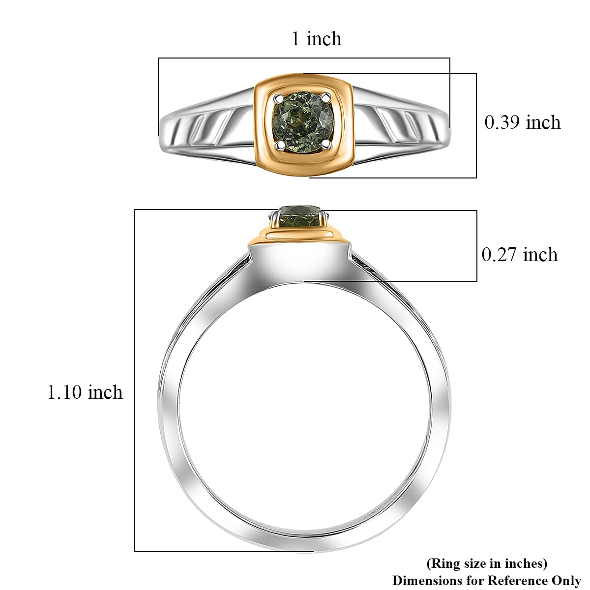 D'Joy Premium Ambanja Demantoid Garnet 0.60 ctw Mens Ring in 18K Vermeil YG and Rhodium Over Sterling Silver (Size  10.0)