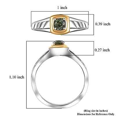 D'Joy Premium Ambanja Demantoid Garnet 0.60 ctw Mens Ring in 18K Vermeil YG and Rhodium Over Sterling Silver (Size  10.0)