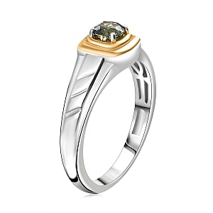 D'Joy Premium Ambanja Demantoid Garnet 0.60 ctw Mens Ring in 18K Vermeil YG and Rhodium Over Sterling Silver (Size 9.0)