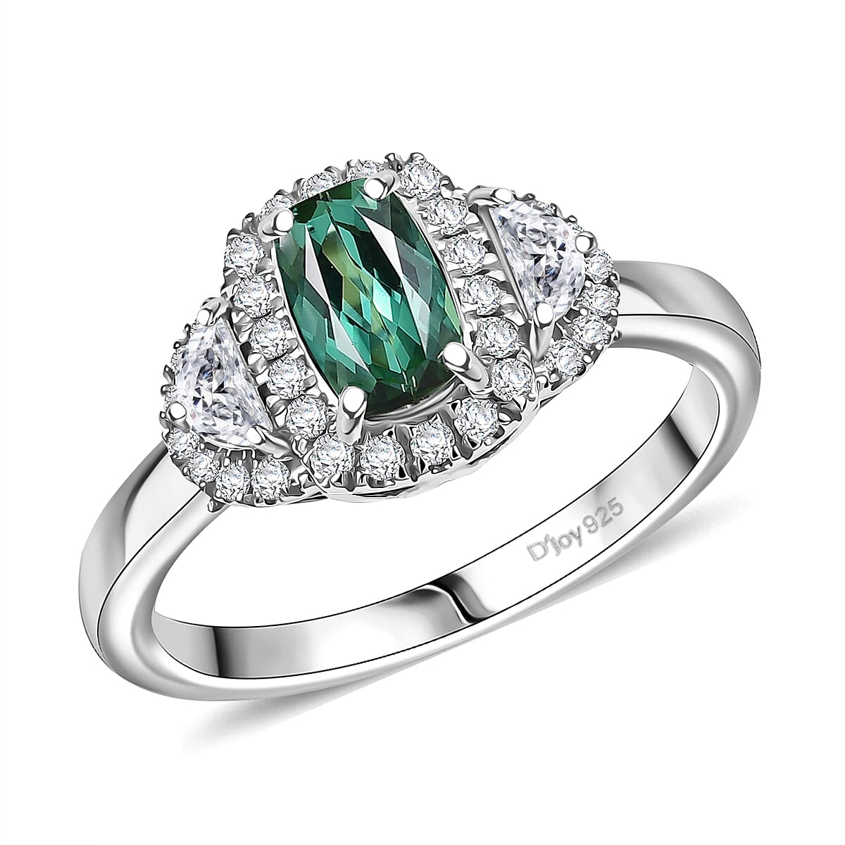 D'Joy Premium Santa Rosa Tourmaline and Moissanite 1.24 ctw Ring in Rhodium Over Sterling Silver (Size 6.0) image number 0