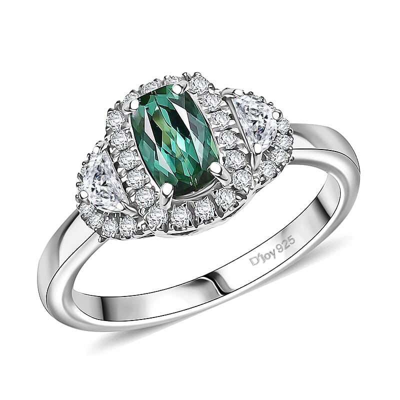 D'Joy Premium Santa Rosa Tourmaline and Moissanite 1.24 ctw Ring in Rhodium Over Sterling Silver (Size 6.0)