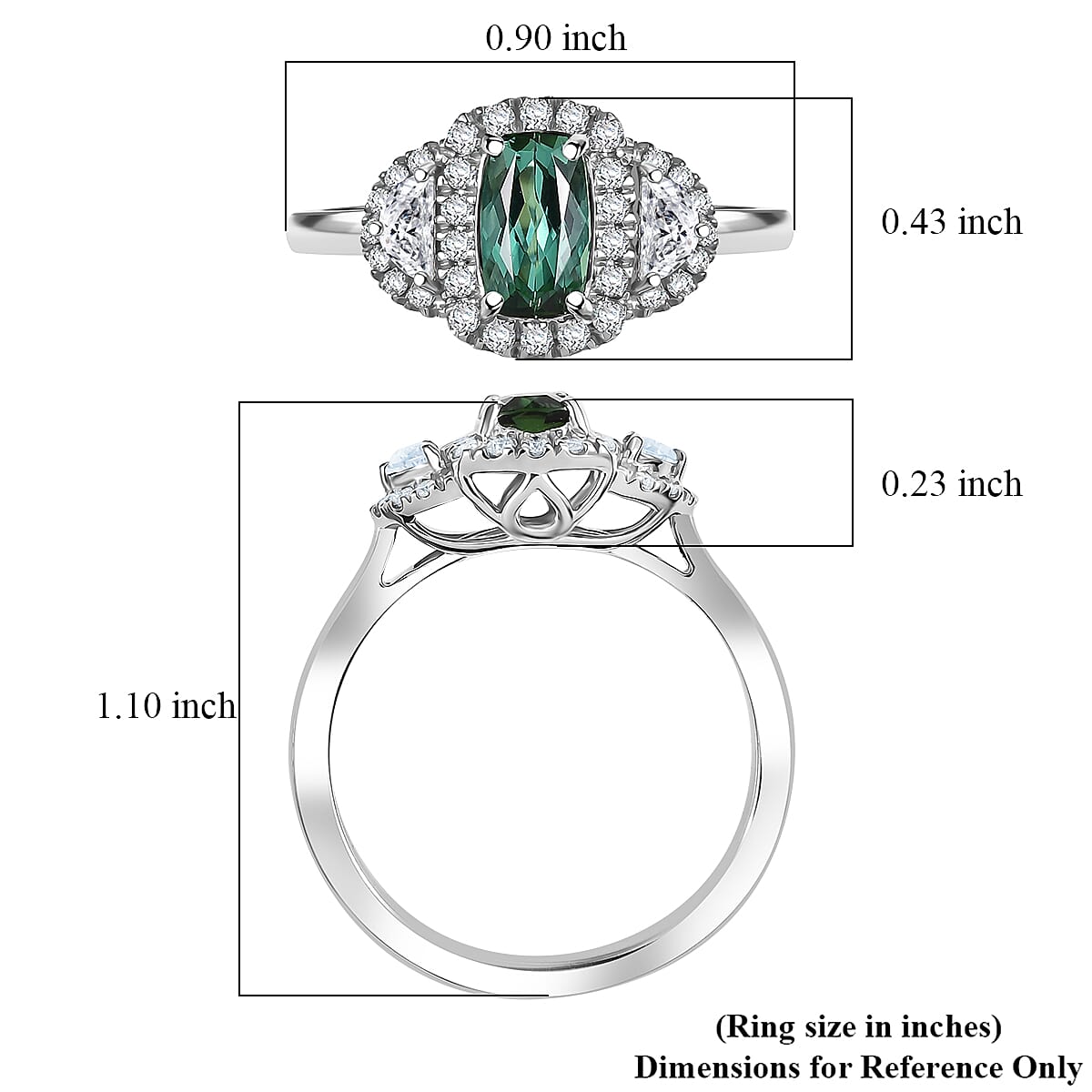 D'Joy Premium Santa Rosa Tourmaline and Moissanite 1.24 ctw Ring in Rhodium Over Sterling Silver (Size 6.0) image number 5