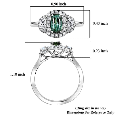 D'Joy Premium Santa Rosa Tourmaline and Moissanite 1.24 ctw Ring in Rhodium Over Sterling Silver (Size 6.0)