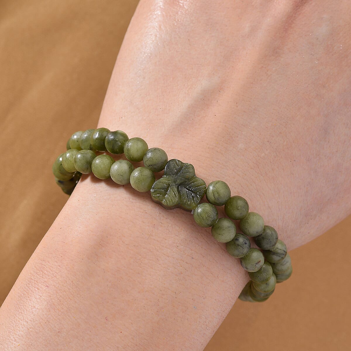 Connemara Marble 110.00 ctw Beaded Stretch 2-Row Bracelet image number 1