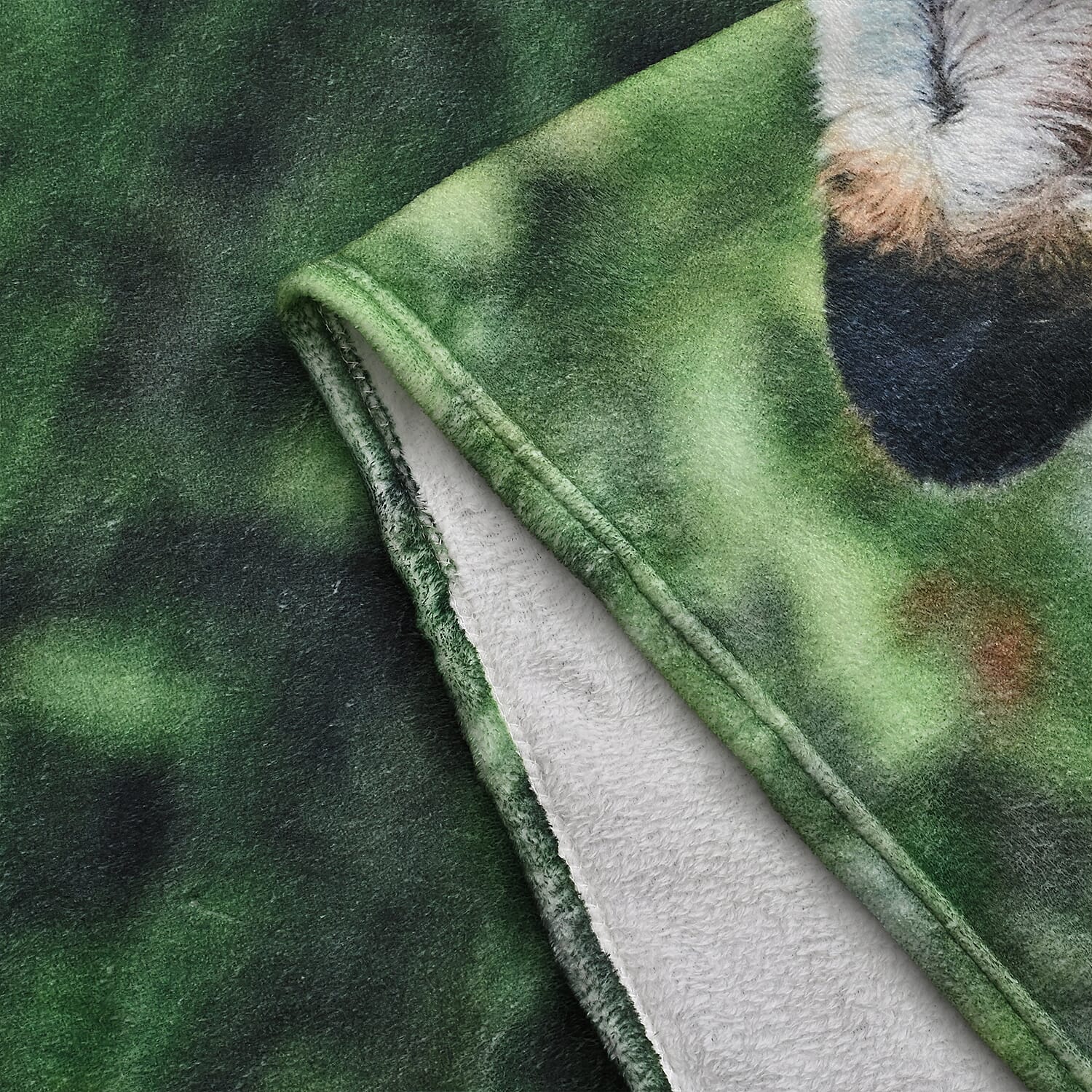 Livmore Green Digital Printed Flannel Blanket with Deer Pattern