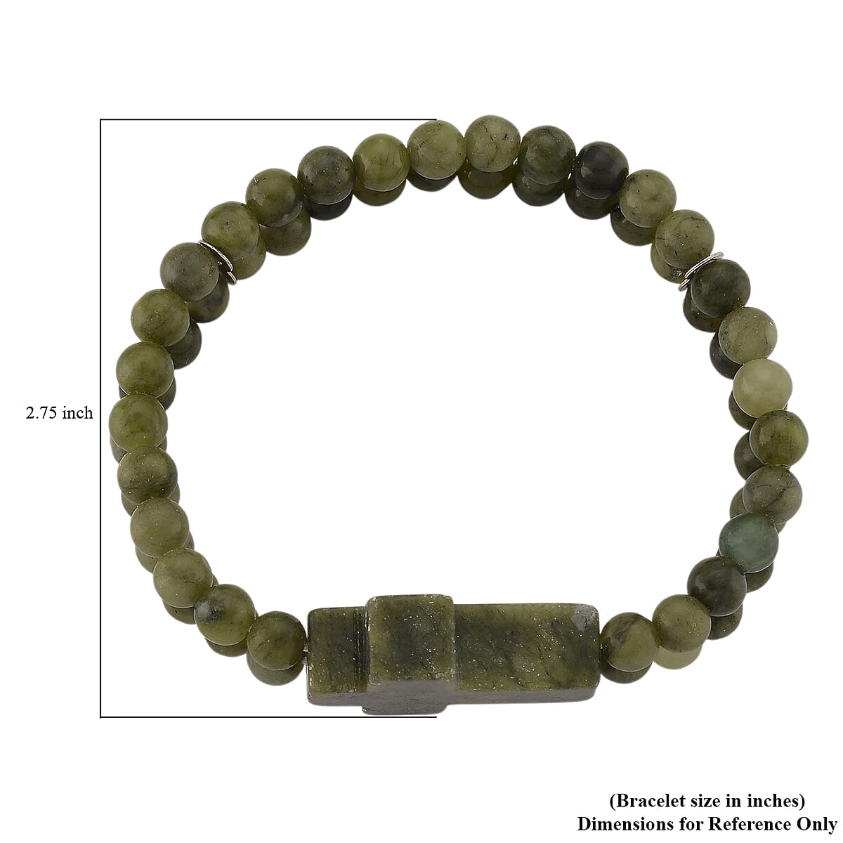 Connemara Marble 130.00 ctw Beaded Stretch Bracelet with Cross Charm image number 3