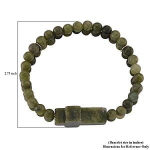 Connemara Marble 130.00 ctw Line of faith Beaded Stretch Bracelet with Cross Charm