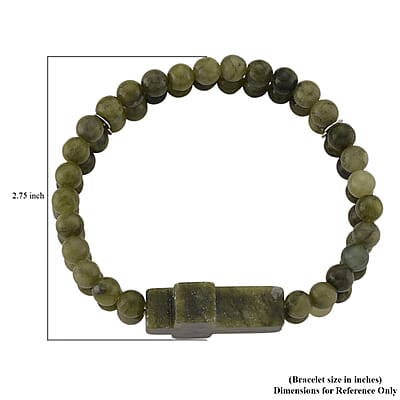 Connemara Marble 130.00 ctw Line of faith Beaded Stretch Bracelet with Cross Charm
