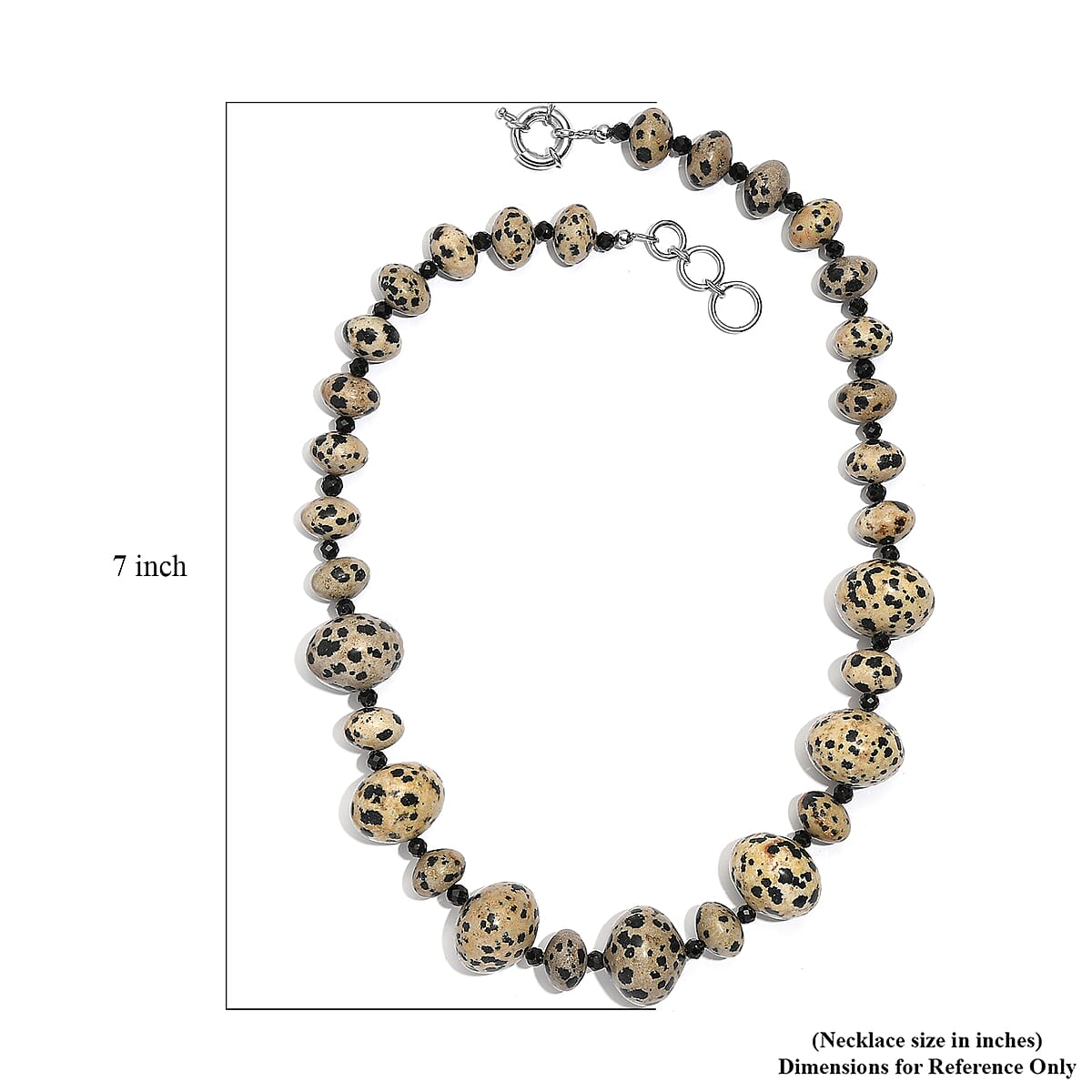 EverTrue Dalmation Jasper and Thai Black Spinel 518.00 ctw Beaded Necklace 18 Inches in Platinum Bond image number 5