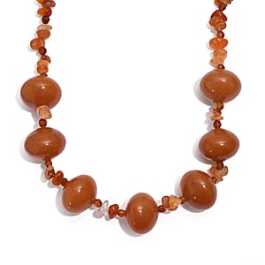 EverTrue Red Aventurine and Multi Gemstone 370.00 ctw Beaded Necklace in Platinum Bond 18 Inches