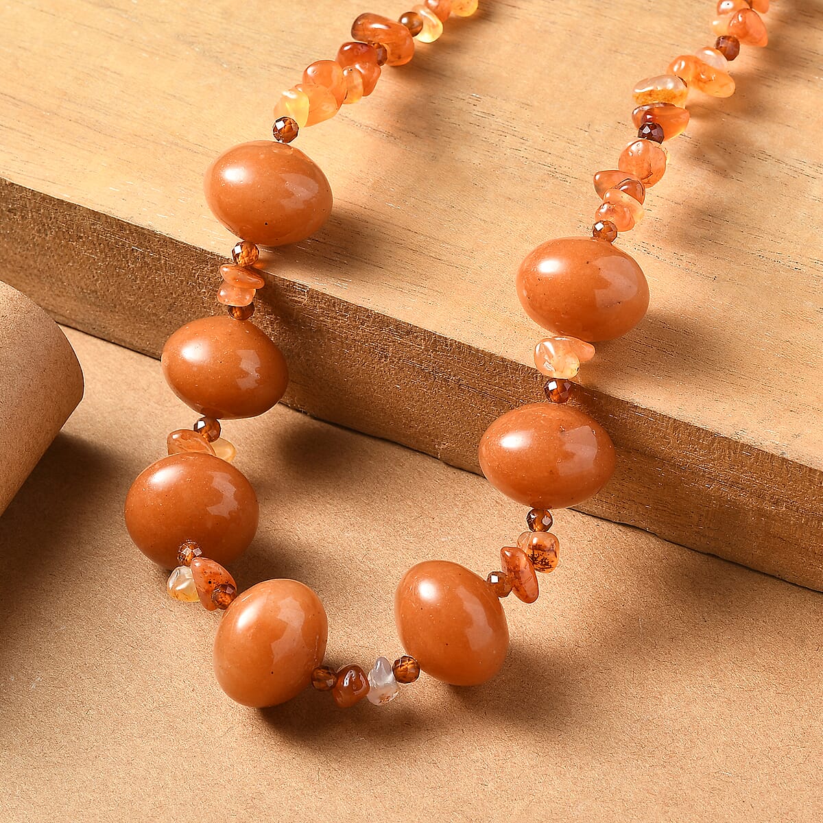 EverTrue Red Aventurine and Multi Gemstone 370.00 ctw Beaded Necklace in Platinum Bond 18 Inches image number 1