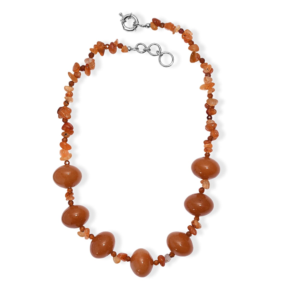 EverTrue Red Aventurine and Multi Gemstone 370.00 ctw Beaded Necklace in Platinum Bond 18 Inches image number 3