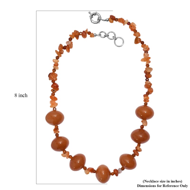 EverTrue Red Aventurine and Multi Gemstone 370.00 ctw Beaded Necklace in Platinum Bond 18 Inches