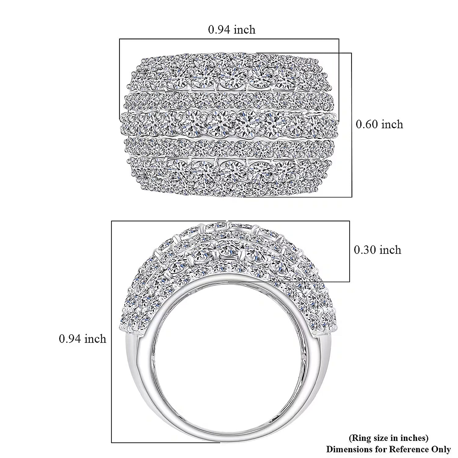 Luxuriant Lab Grown Diamond (G, SI1) Ring in Sterling Silver 4.50 ctw (Size 10.0)