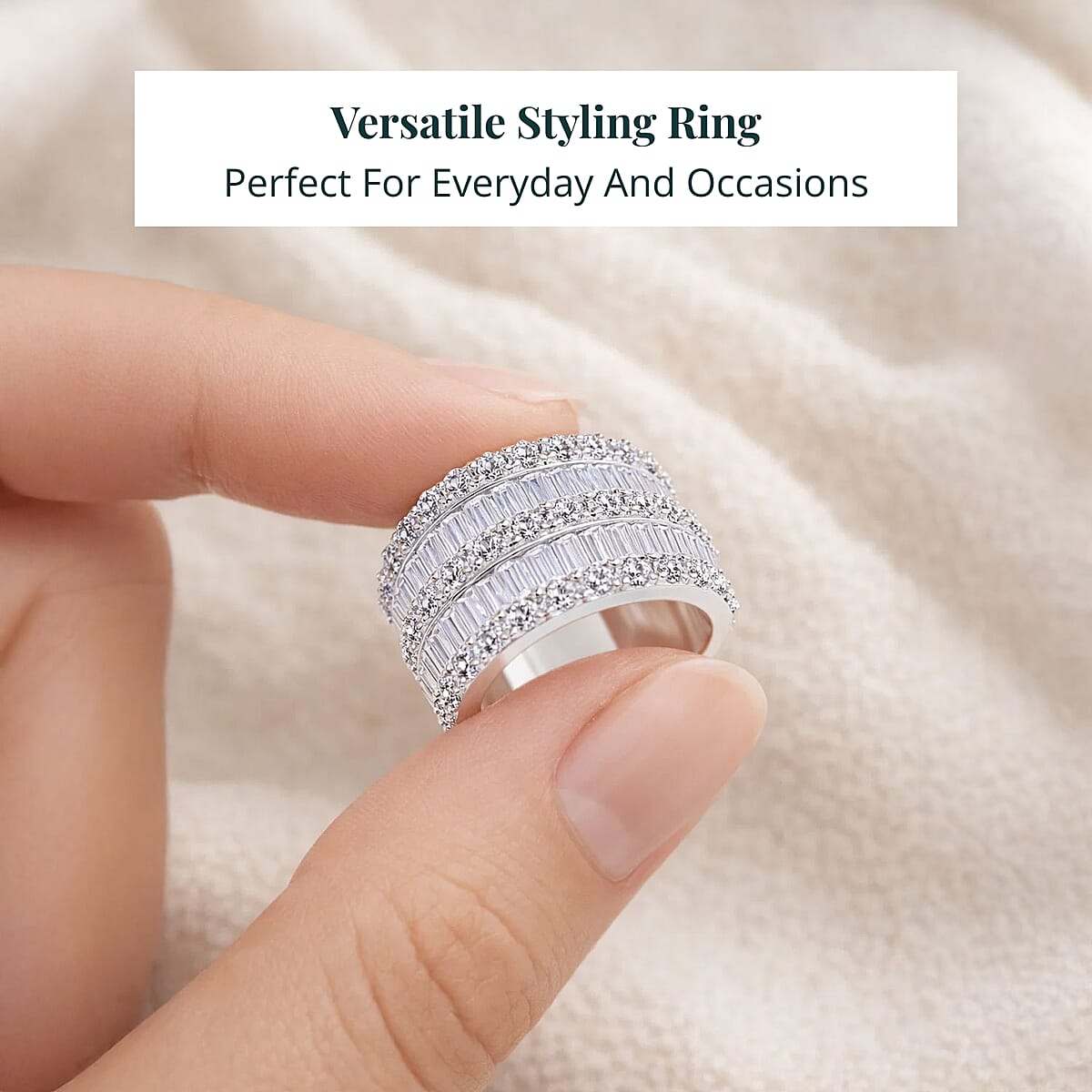 Luxuriant Lab Grown Diamond (G, SI1) Ring in Sterling Silver 4.90 ctw (Size 7.0) image number 5