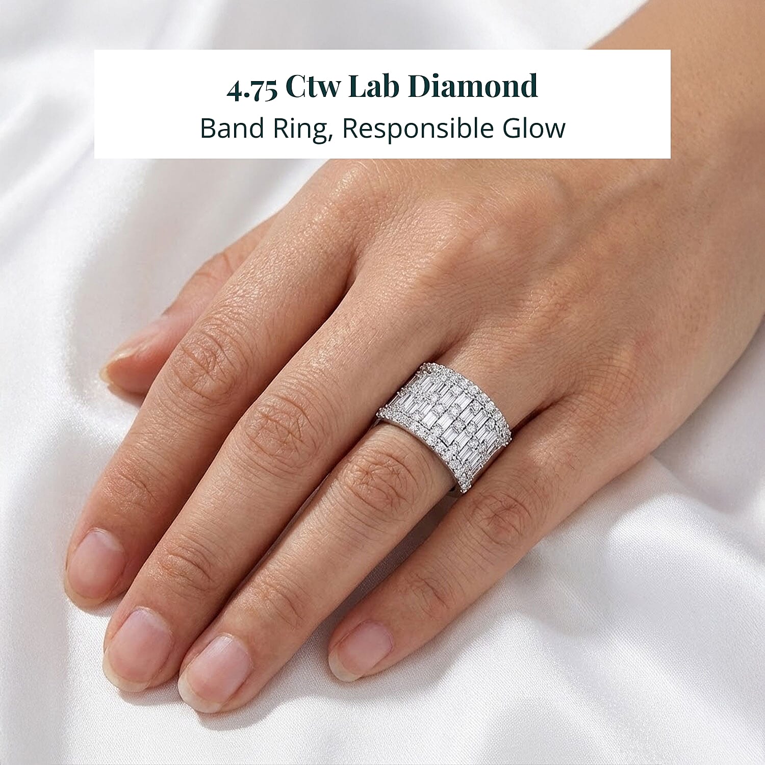 Luxuriant Lab Grown Diamond (G, SI1) Band Ring in Sterling Silver 4.75 ctw (Size 6.0)