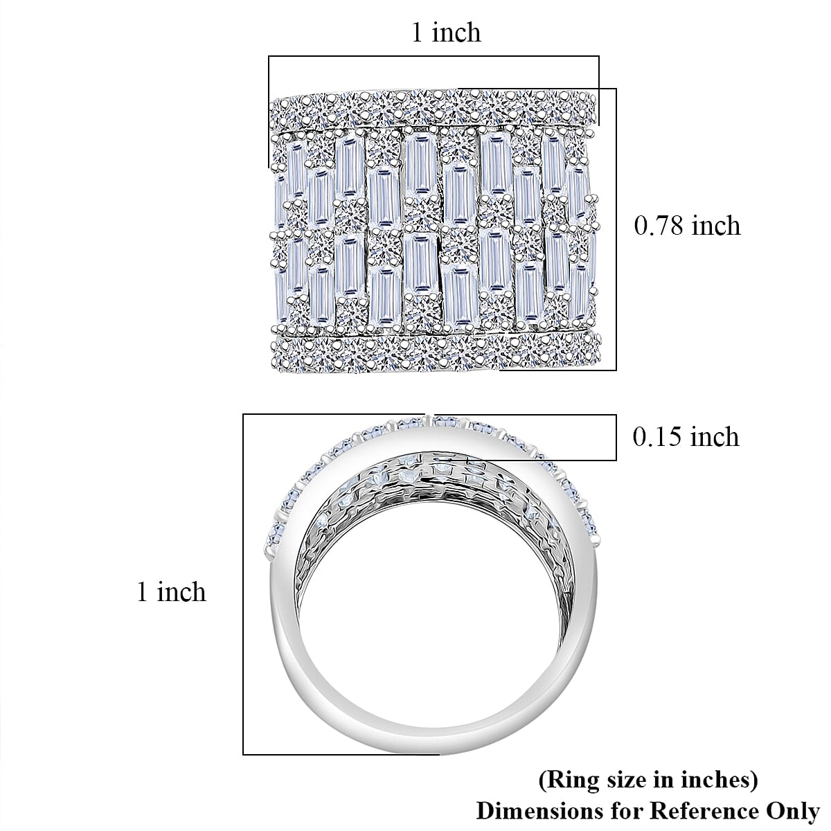 TLV Doorbuster Luxuriant Lab Grown Diamond G SI1 4.75 ctw Carpet Brilliance Band Ring in Sterling Silver (Size 6.0) image number 4