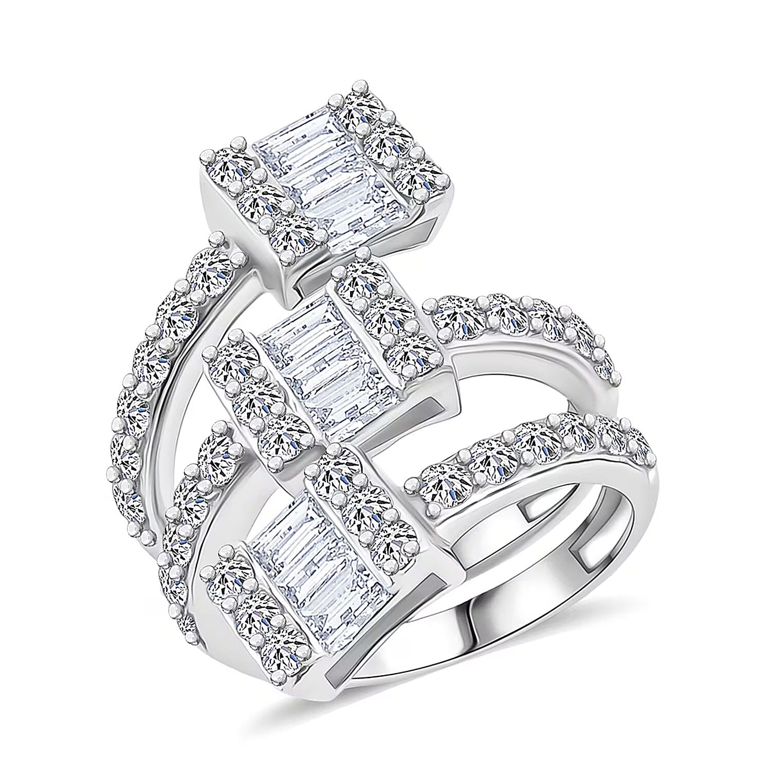 Luxuriant Lab Grown Diamond (G, SI1) Ring in Sterling Silver 2.60 ctw (Size 8.0)