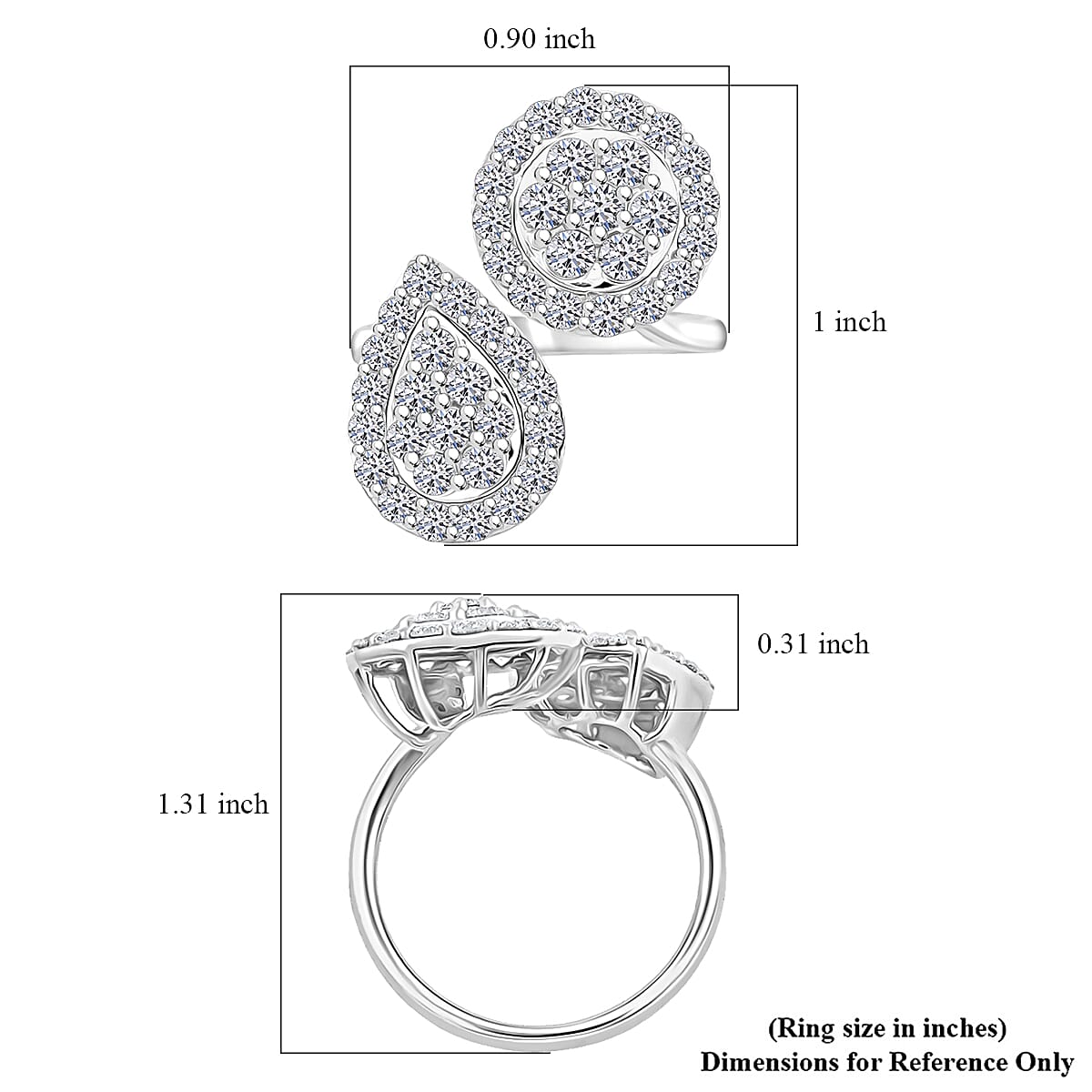  Luxuriant Lab Grown Diamond G SI1 1.90 ctw Ring in Sterling Silver (Size 8.0) image number 4
