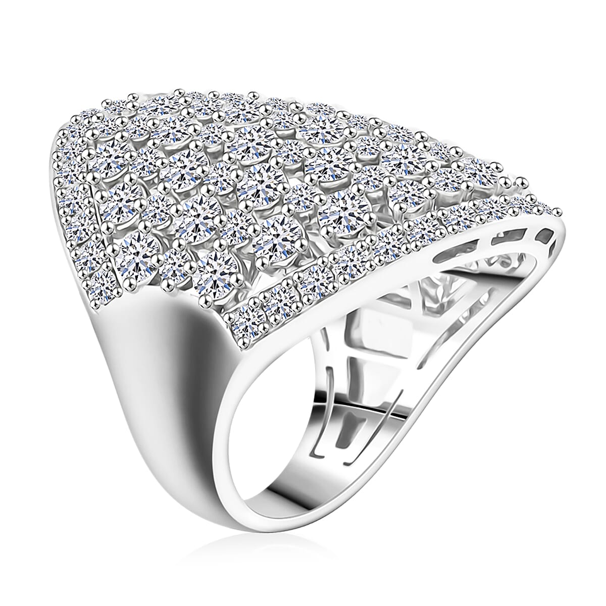 Luxuriant Lab Grown Diamond (G, SI1) Ring in Sterling Silver (Size 10.0) 5.55 ctw image number 3