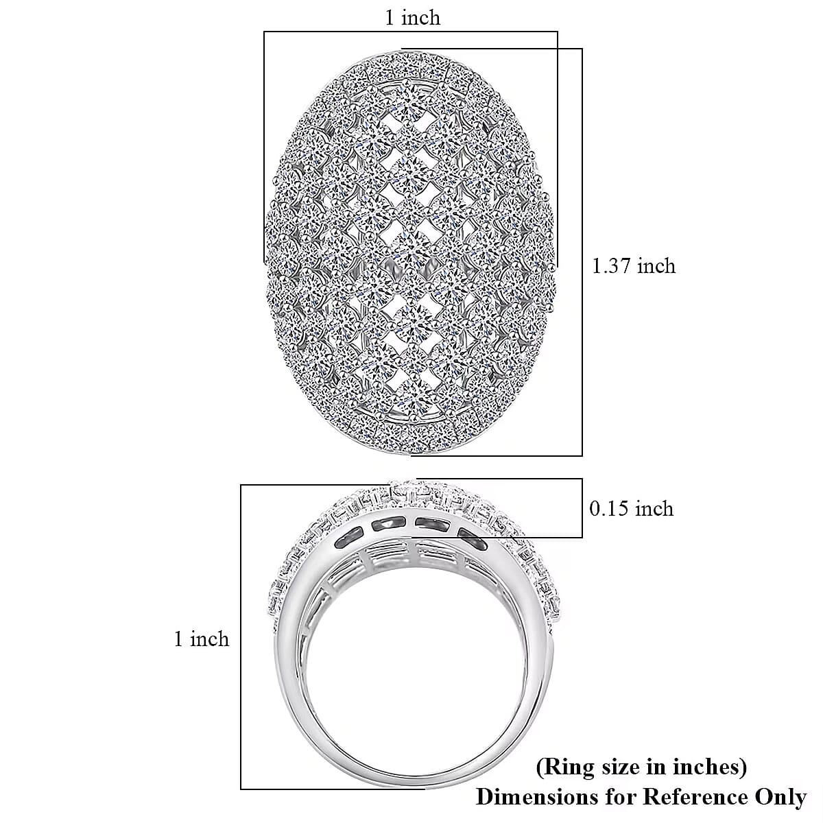  Luxuriant Lab Grown Diamond G SI1 5.55 ctw Dome Ring in Sterling Silver (Size 5.0) image number 6