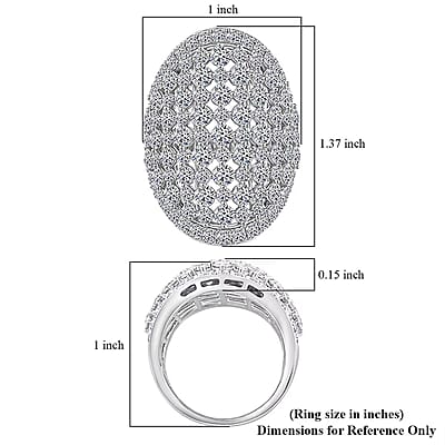 Luxuriant Lab Grown Diamond G SI1 5.55 ctw Dome Ring in Sterling Silver (Size 5.0)