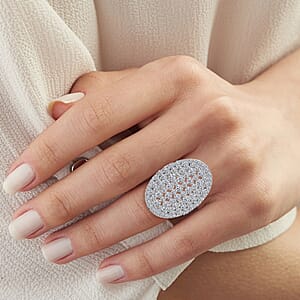 Doorbuster Luxuriant Lab Grown Diamond G SI1 5.55 ctw Dome Ring in Sterling Silver (Size 6.0)