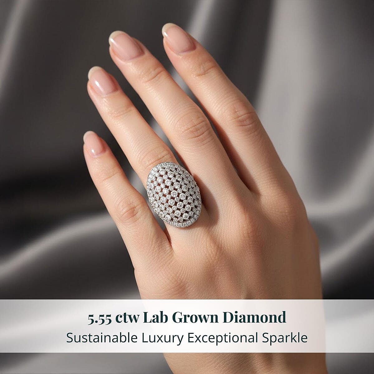  Luxuriant Lab Grown Diamond G SI1 5.55 ctw Dome Ring in Sterling Silver (Size 8.0) image number 1