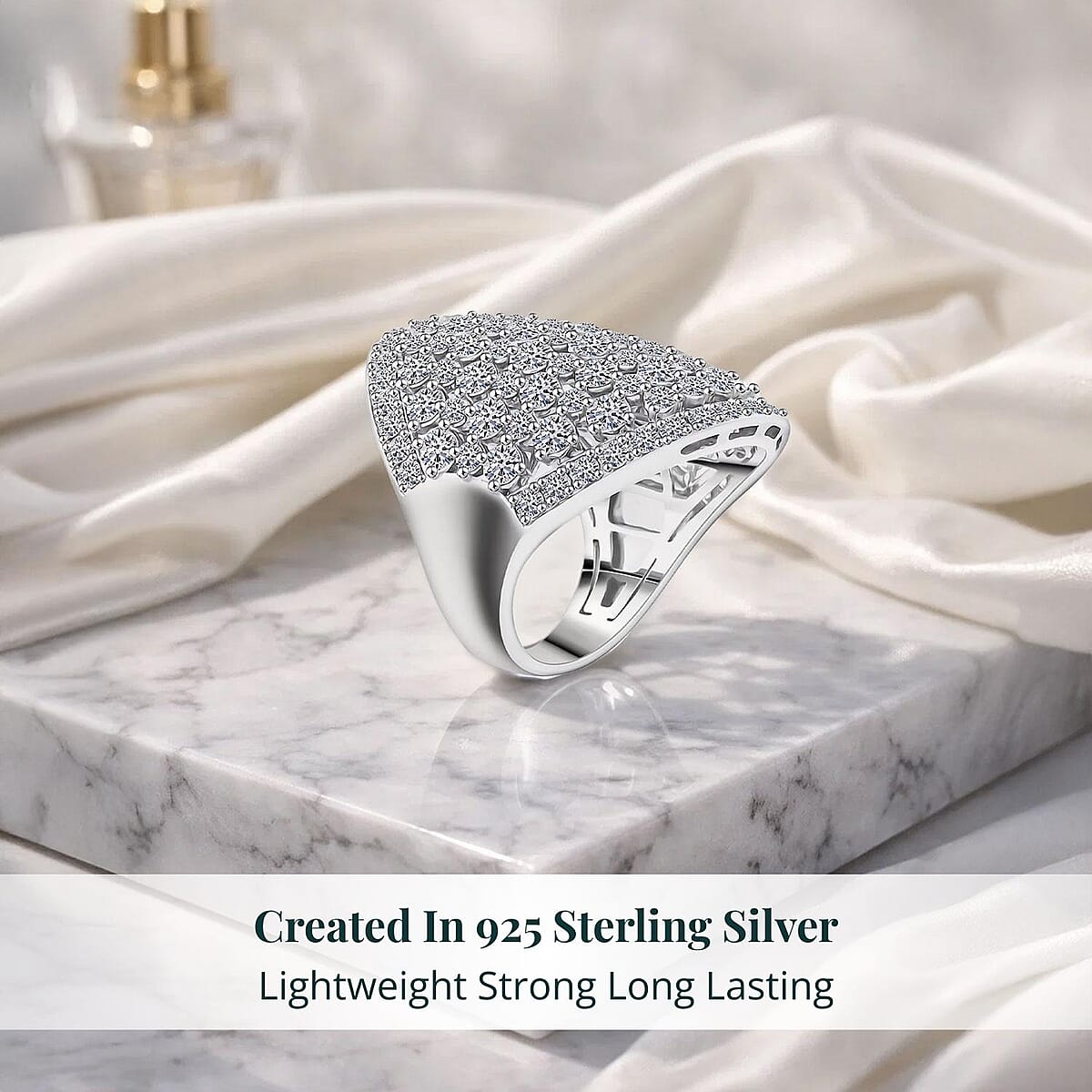  Luxuriant Lab Grown Diamond G SI1 5.55 ctw Dome Ring in Sterling Silver (Size 9.0) image number 2