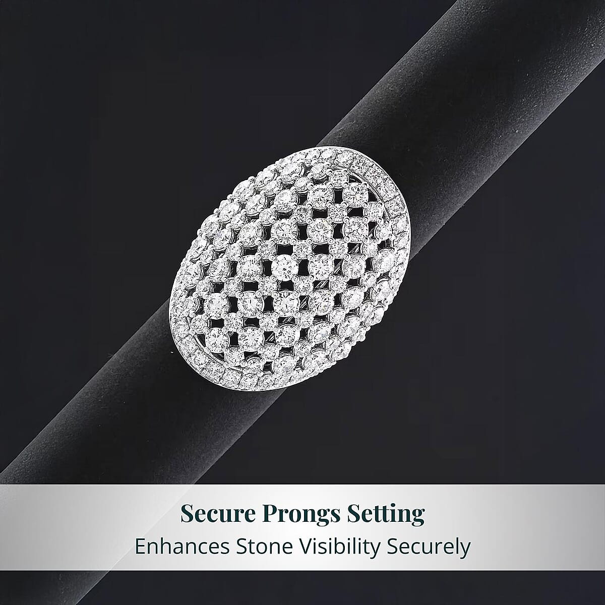  Luxuriant Lab Grown Diamond G SI1 5.55 ctw Dome Ring in Sterling Silver (Size 9.0) image number 4