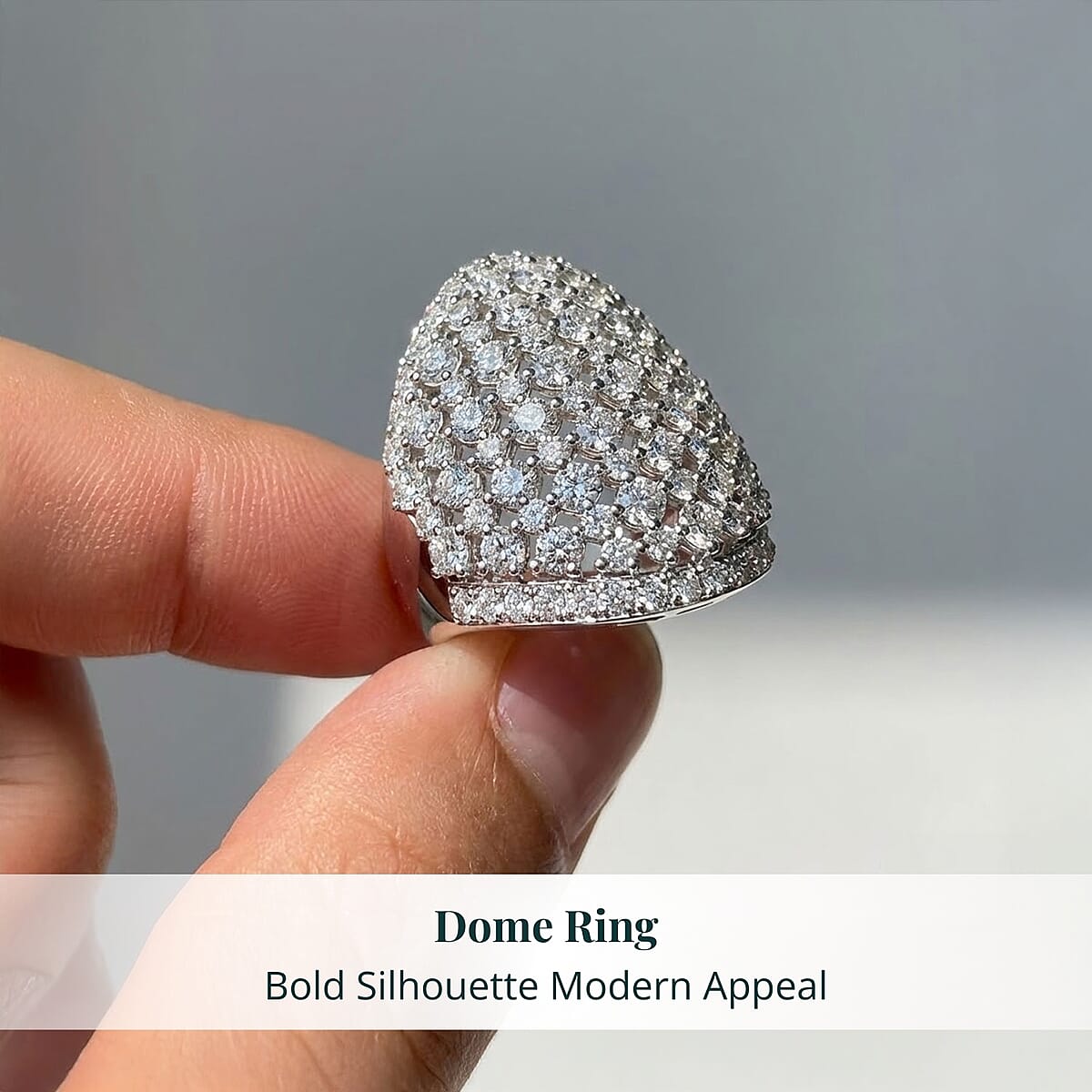  Luxuriant Lab Grown Diamond G SI1 5.55 ctw Dome Ring in Sterling Silver (Size 9.0) image number 5