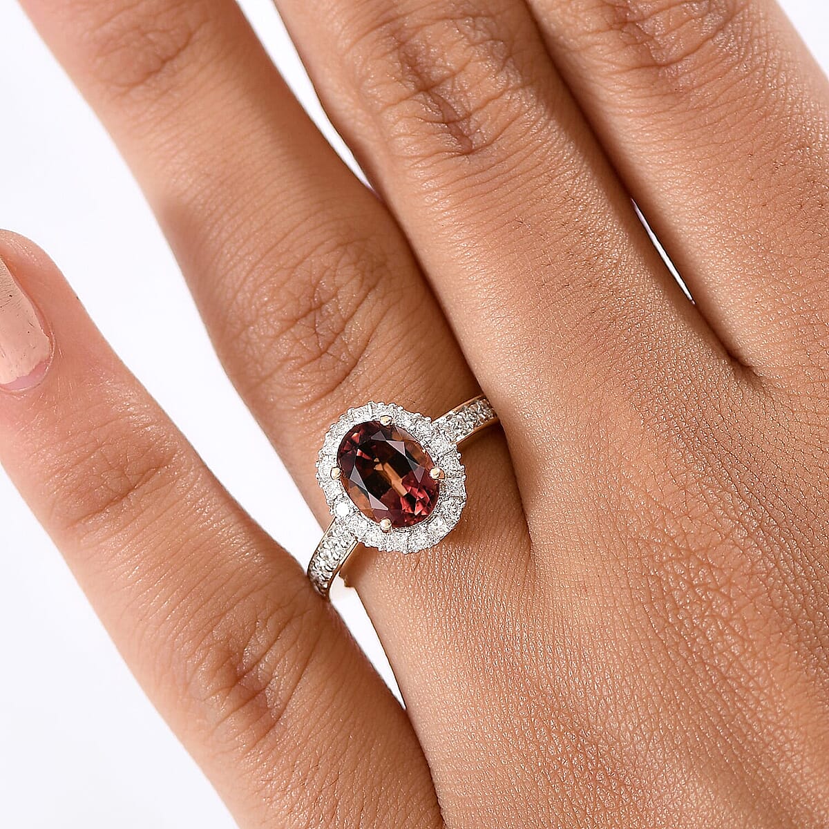 Certified & Appraised AAA Byzantine Tourmaline and G-H SI Luxuriant Lab Grown Diamond 2.75 ctw Ring in 10K Yellow Gold (Size 10.0) image number 2