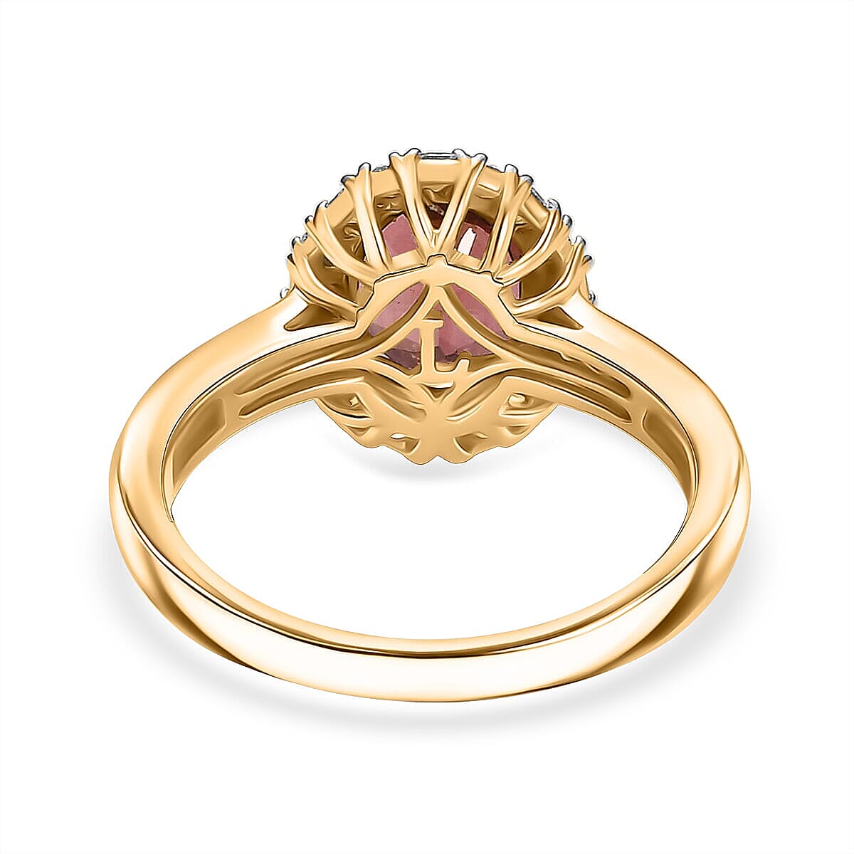 Certified & Appraised AAA Byzantine Tourmaline and G-H SI Luxuriant Lab Grown Diamond 2.75 ctw Ring in 10K Yellow Gold (Size 10.0) image number 4