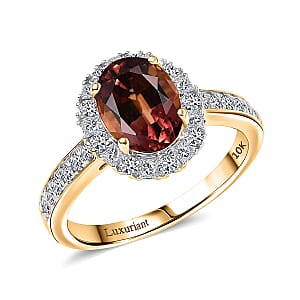 Certified & Appraised AAA Byzantine Tourmaline and G-H SI Luxuriant Lab Grown Diamond 2.75 ctw Ring in 10K Yellow Gold (Size 11.0)