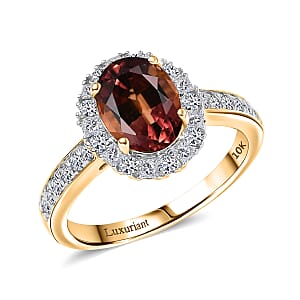 AAA Byzantine Tourmaline and G-H SI Luxuriant Lab Grown Diamond 2.75 ctw Ring in 10K Yellow Gold (Size 6.0)