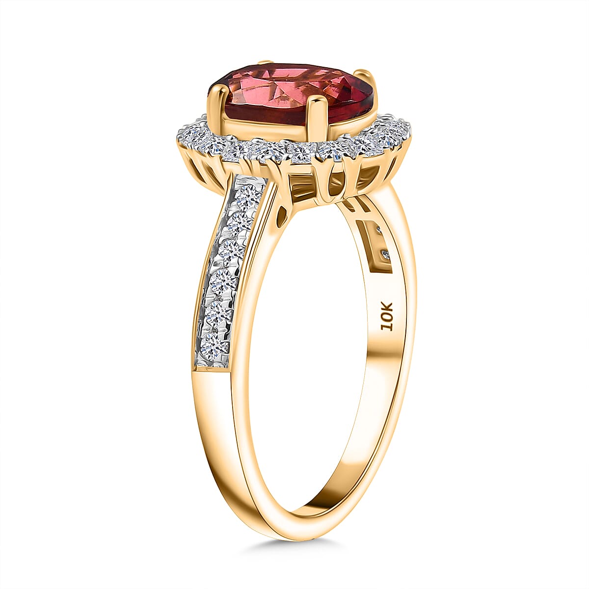 AAA Byzantine Tourmaline and G-H SI Luxuriant Lab Grown Diamond 2.75 ctw Ring in 10K Yellow Gold (Size 6.0) image number 3