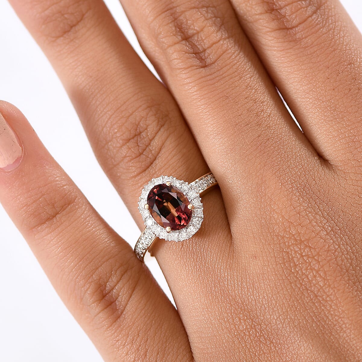 AAA Byzantine Tourmaline and G-H SI Luxuriant Lab Grown Diamond 2.75 ctw Ring in 10K Yellow Gold (Size 7.0) image number 2
