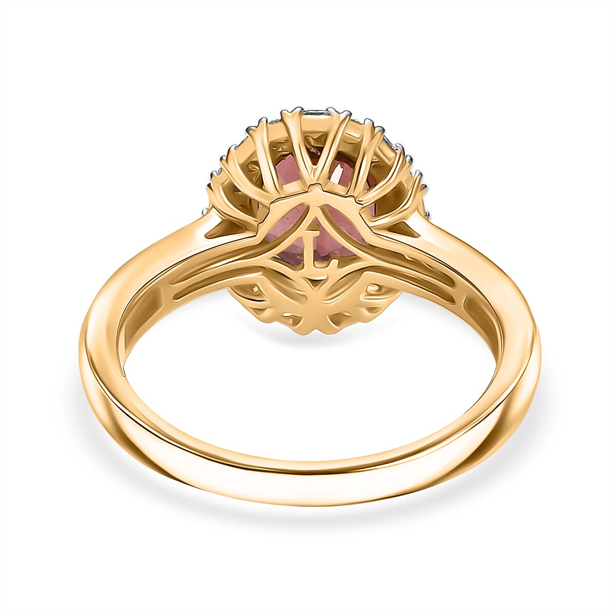 Certified & Appraised AAA Byzantine Tourmaline and G-H SI Luxuriant Lab Grown Diamond 2.75 ctw Ring in 10K Yellow Gold (Size 8.0) image number 4