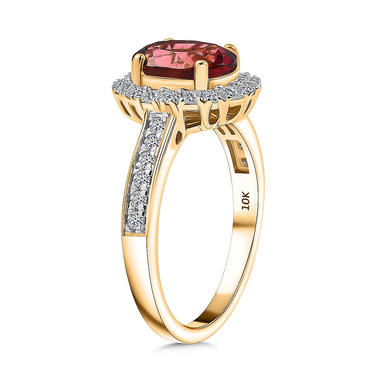 Certified & Appraised AAA Byzantine Tourmaline and G-H SI Luxuriant Lab Grown Diamond 2.75 ctw Ring in 10K Yellow Gold (Size 8.5) image number 3
