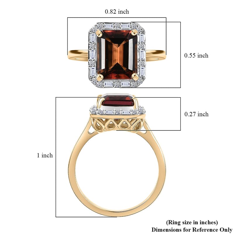 10K Yellow Gold AAA Byzantine Tourmaline, Luxuriant Lab Grown Diamond (G-H, SI) (0.20 cts) Ring (Size 5.0) 3.84 ctw