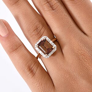  AAA Byzantine Tourmaline and G-H SI Luxuriant Lab Grown Diamond 3.84 ctw Ring in 10K Yellow Gold (Size 6.0)